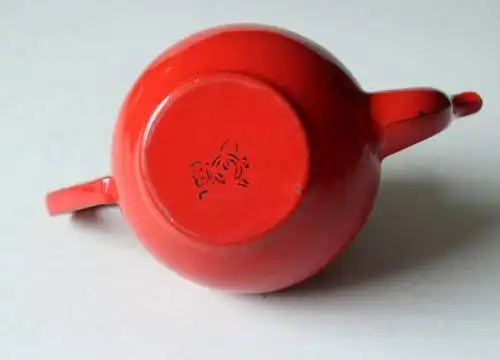 Emaille Kanne Teekännchen emailliert - roter Kessel - Vintage aus den 50/60ern