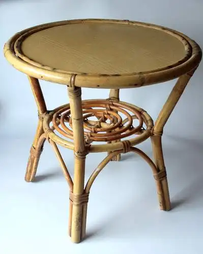 Stabiler Kinderstuhl und Kindertisch als Set - Bambus Rattan - Handarbeit - Vintage aus den 1970ern