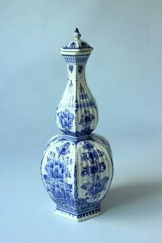 Seltene Delft Vase mit Deckel, handgemalt, gemarkt, Vintage aus den 60ern