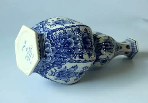 Seltene Delft Vase mit Deckel, handgemalt, gemarkt, Vintage aus den 60ern