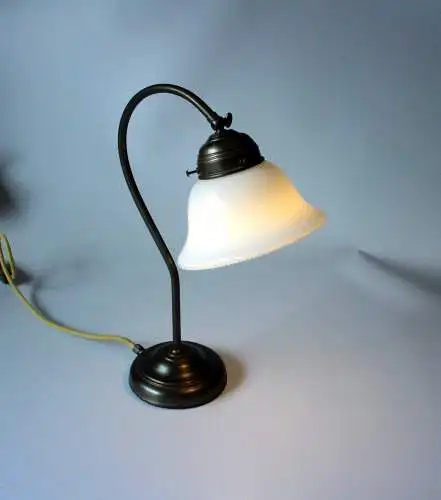 Tischlampe antiker Stil Messing-Glas, Vintage aus den 1970ern