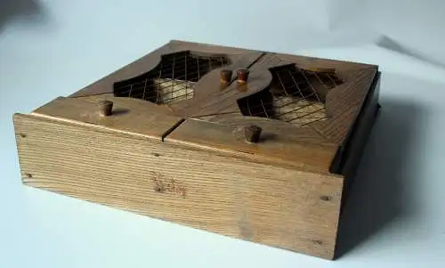 1960er kleiner Holzschrank Gewürzschrank Holz-Metall, Gewürzregal zum Aufhängen, Vintage