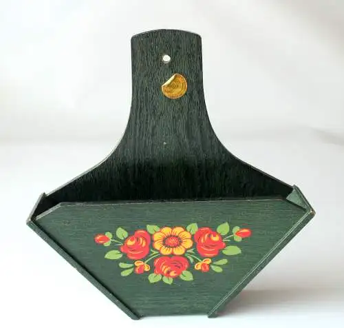 Emsa Filtertütenhalter aus Holz mit Blumendekor, Vintage aus den 1970ern