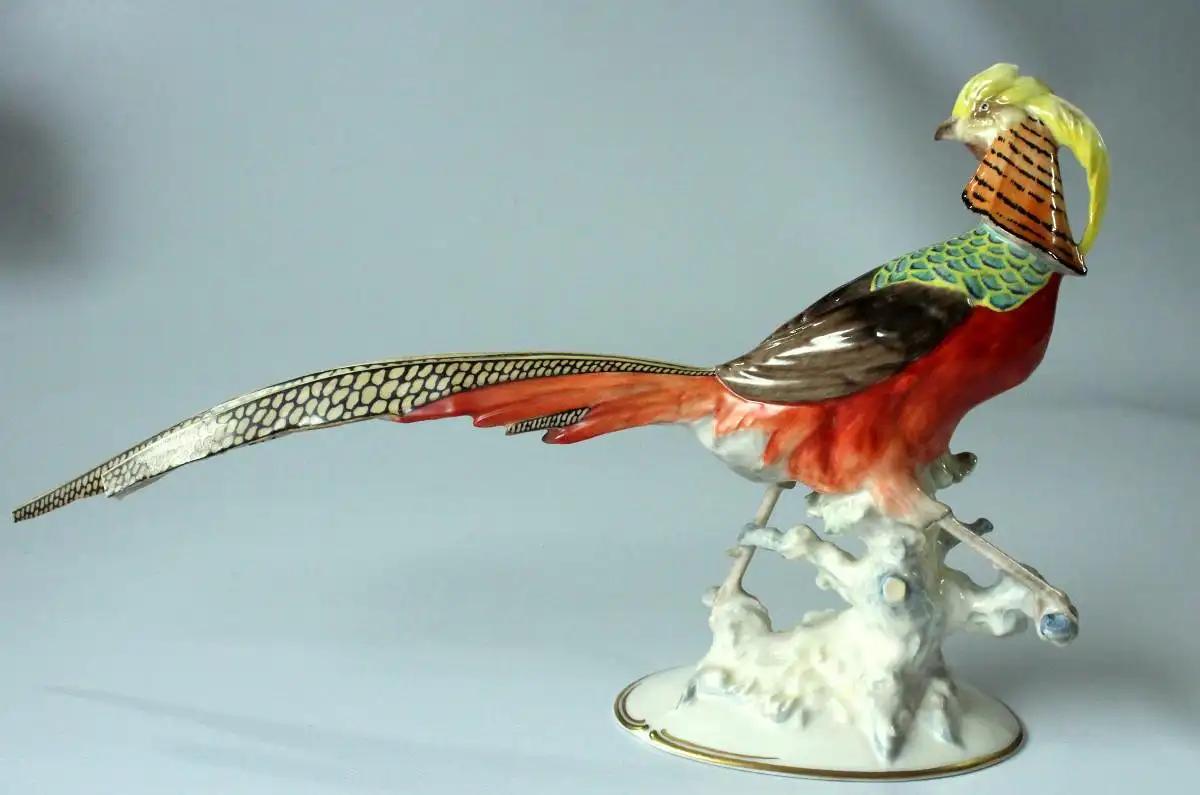 Hutschenreuther-Selb Kunstabteilung - seltene Porzellanfigur Chinesischer Fasan -  K. Tutter - Vintage 3