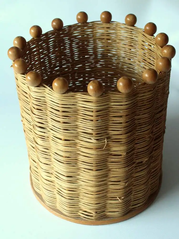 Papierkorb - runder hoher Korb - geflochten - Vintage aus den 1970ern 2