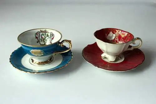 2 Mokkatassen mit Unterteller aus feinstem Porzellan, vintage aus den 1940ern