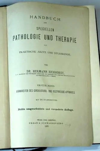 1887 - Antike Bücher "Handbuch der Speciellen Pathologie und Therape" in 4 Bänden, Dr. Eichhorst, tolles Geschenk für Arzt oder Medizin-Student