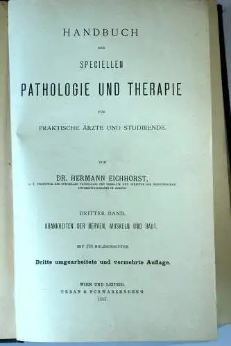 1887 - Antike Bücher "Handbuch der Speciellen Pathologie und Therape" in 4 Bänden, Dr. Eichhorst, tolles Geschenk für Arzt oder Medizin-Student