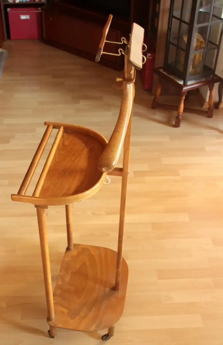 1930s Stummer Diener - Valet Stand - Holz, Metall, Kleiderständer auf Rollen 2