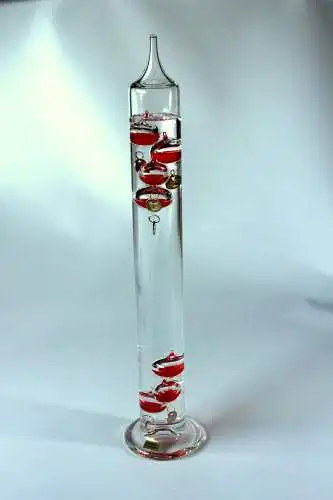 XL großes Galileo Thermometer Handarbeit - mundgeblasen - Glas/Metall - Vintage