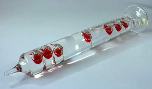 XL großes Galileo Thermometer Handarbeit - mundgeblasen - Glas/Metall - Vintage