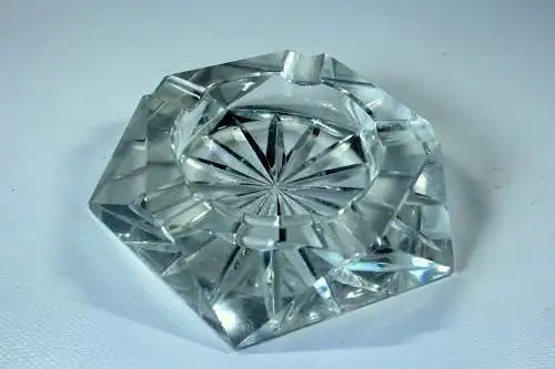 Art Deco Aschenbecher Bleikristallglas pentagonal handgeschliffen