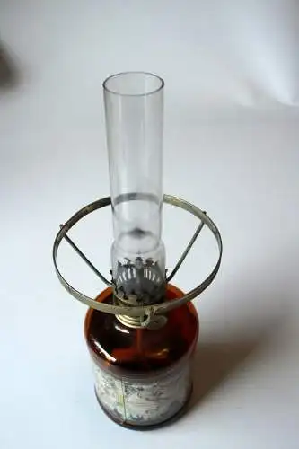 Dekorative Öllampe, Petroleumlampe Metall, Glas - Vintage