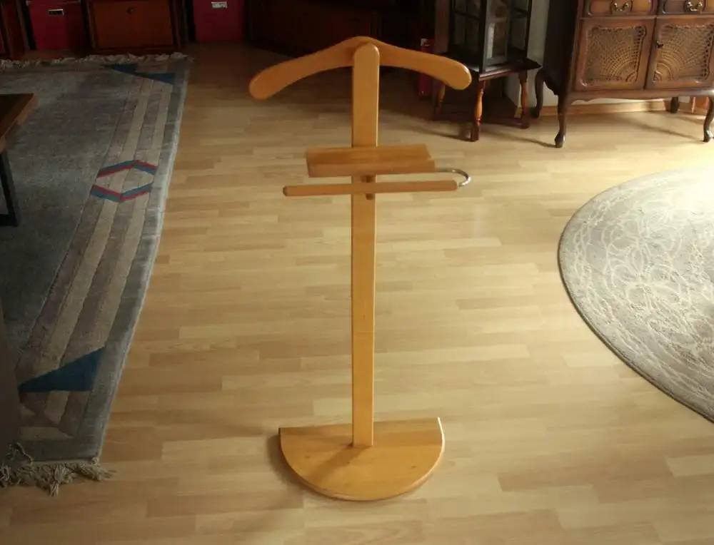 1970s Stummer Diener - Valet Stand Holz, Metall - Kleiderständer - Herrendiener - Vintage 0