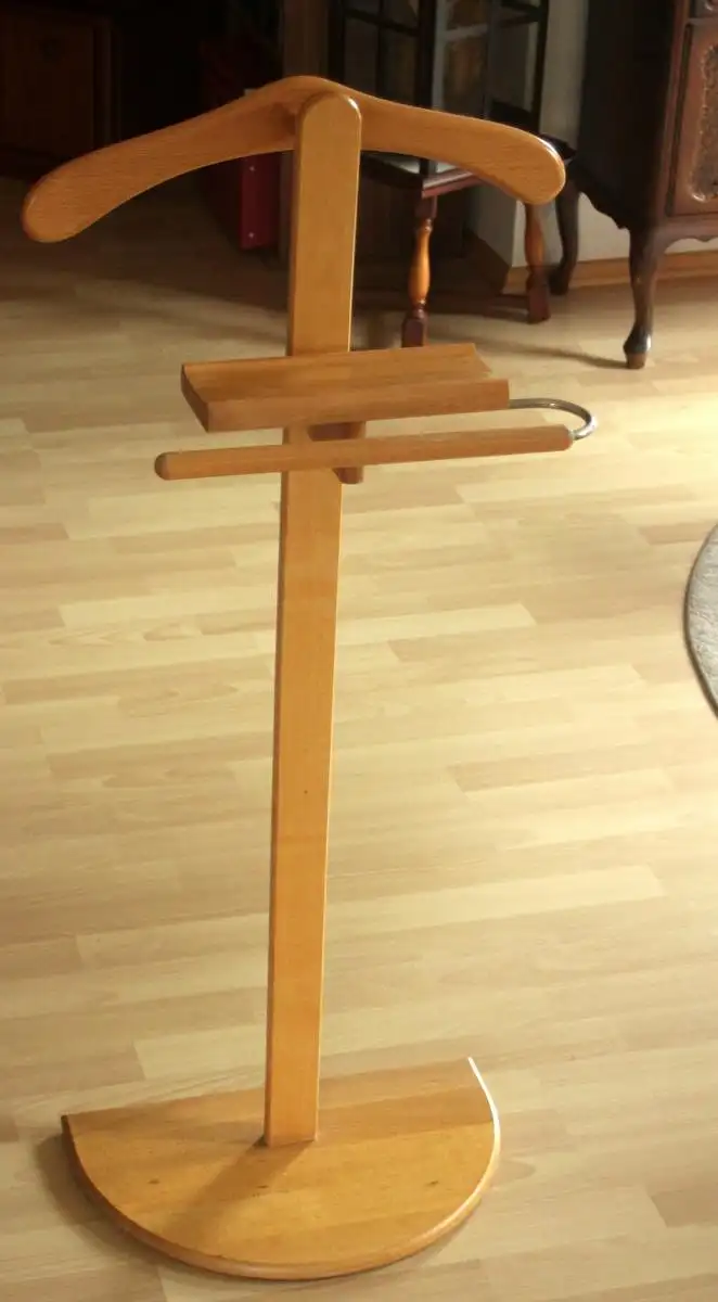 1970s Stummer Diener - Valet Stand Holz, Metall - Kleiderständer - Herrendiener - Vintage 1