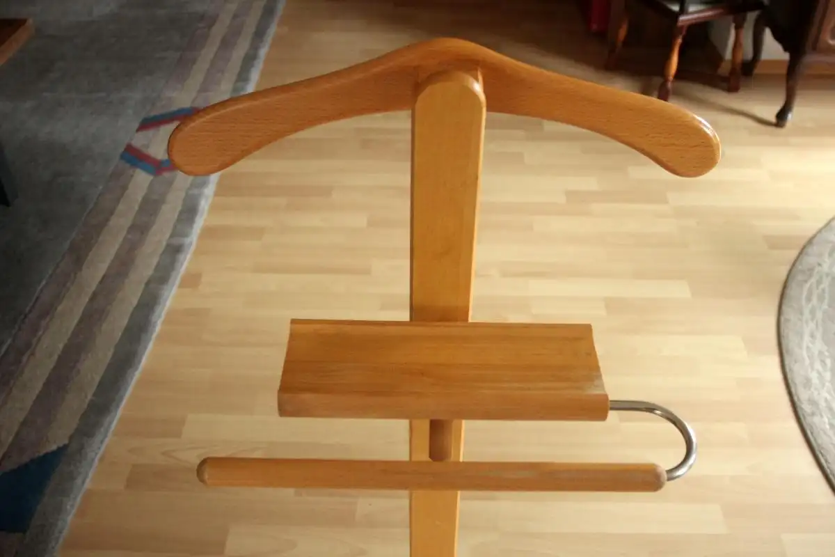 1970s Stummer Diener - Valet Stand Holz, Metall - Kleiderständer - Herrendiener - Vintage 2