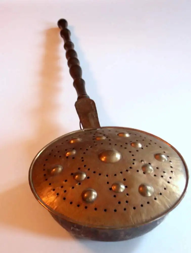 1910s - Antiker Bettwärmer  Kupfer/Messing mit Holzgriff - Bettpfanne - tolles antikes Dekorationsobjekt 1