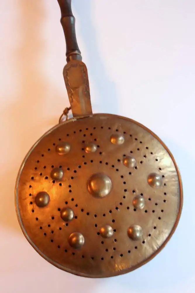 1910s - Antiker Bettwärmer  Kupfer/Messing mit Holzgriff - Bettpfanne - tolles antikes Dekorationsobjekt 4