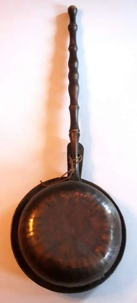 1910s - Antiker Bettwärmer  Kupfer/Messing mit Holzgriff - Bettpfanne - tolles antikes Dekorationsobjekt 5