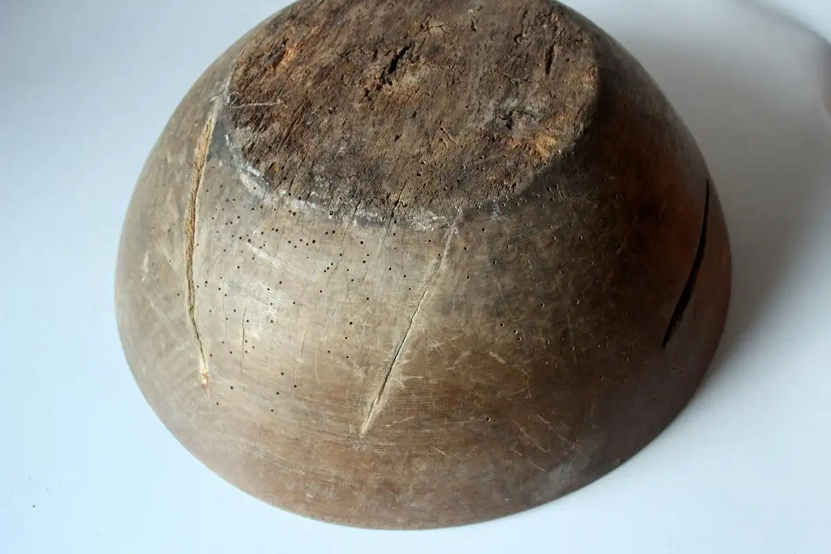 ca. 1850 - große antike Teigschüssel aus Holz - primitive Holzschüssel - Antiquität 6