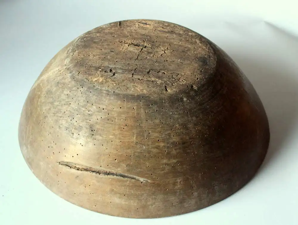 ca. 1850 - große antike Teigschüssel aus Holz - primitive Holzschüssel - Antiquität 7