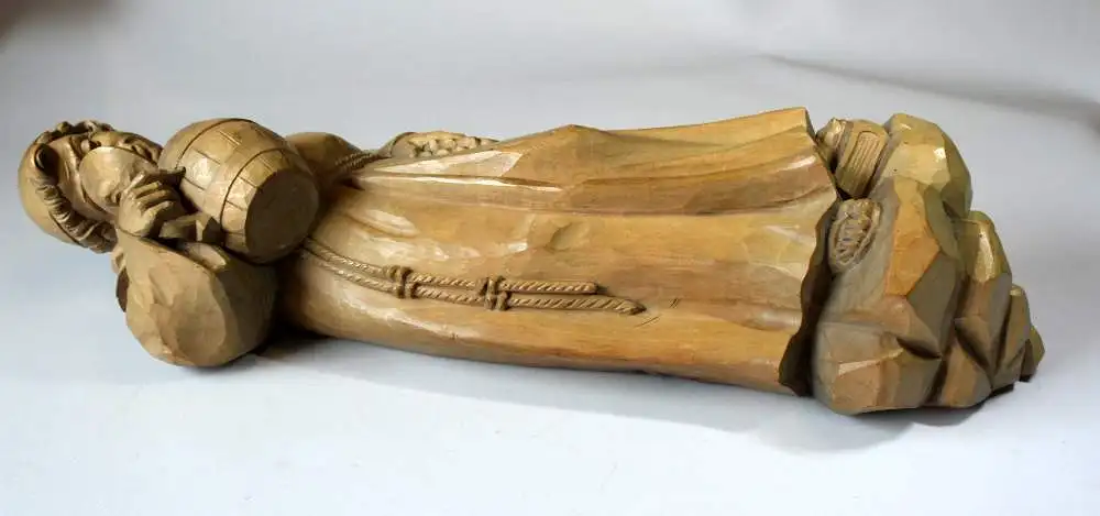 Holzskulptur Mönch mit Humpen handgeschnitzt monogrammiert KK - tolle Deko für Weingut, Weinverkaufsraum, Gasthof 5