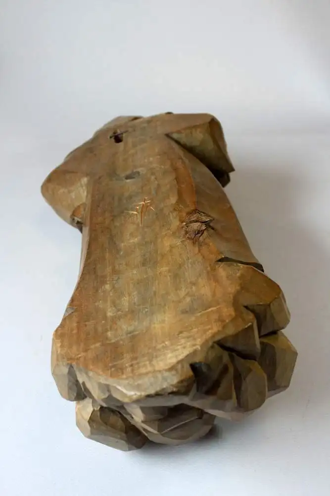 Holzskulptur Mönch mit Humpen handgeschnitzt monogrammiert KK - tolle Deko für Weingut, Weinverkaufsraum, Gasthof 7