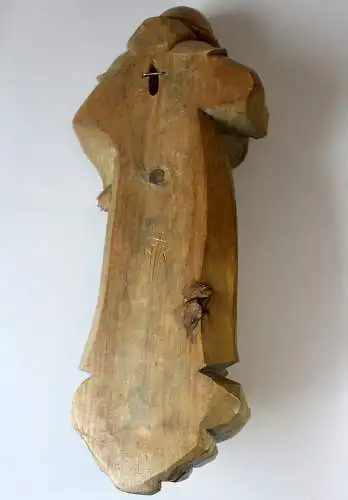 Holzskulptur Mönch mit Humpen handgeschnitzt monogrammiert KK - tolle Deko für Weingut, Weinverkaufsraum, Gasthof