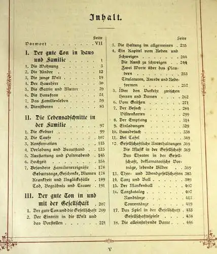 1889 - Der gute Ton in allen Lebenslagen - ein antikes Handbuch für den Verkehr in der Familie, in der Gesellschaft - von Franz Ebhardt