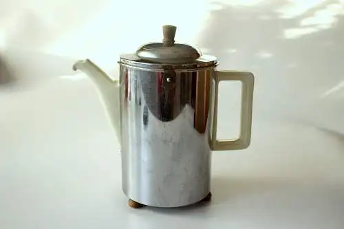 Art Deco Kaffeekanne Bauscher - DRP - aus den 1920ern - mit abnehmbarer Warmhaltehaube aus Metall von WMF