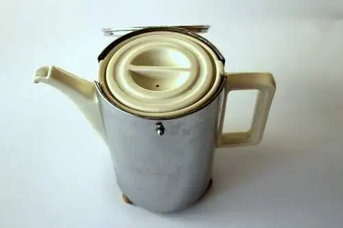 Art Deco Kaffeekanne Bauscher - DRP - aus den 1920ern - mit abnehmbarer Warmhaltehaube aus Metall von WMF