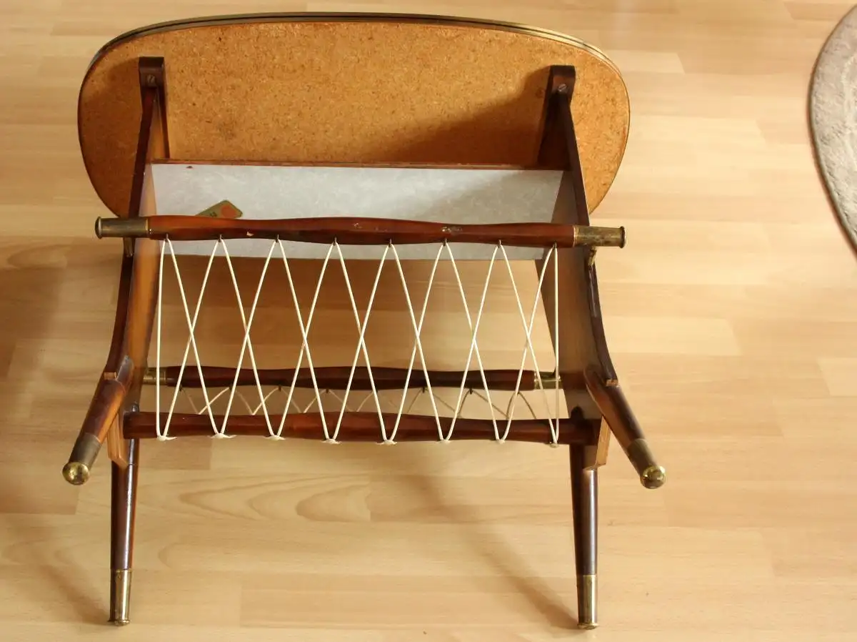 50er Jahre Zeitungsständer - Beistelltisch mit Zeitungsablage - Zeitungstisch - Holz/Homapal-Kunststoffplatten - Kultmöbel aus den 50ern 7