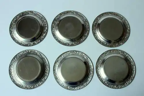 6 Original WMF Edelstahl Untersetzer aus den 1960ern mit verziertem Rand - Landhaus-Stil - Vintage