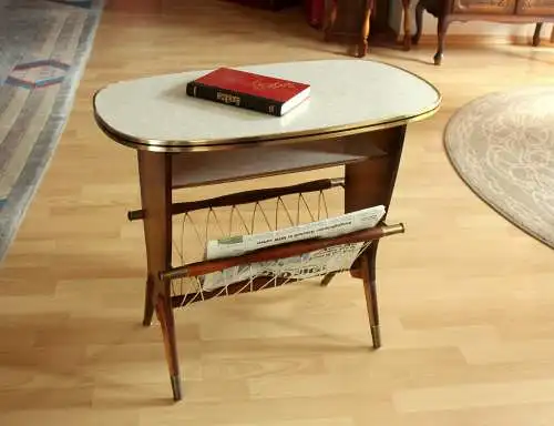 50er Jahre Zeitungsständer Zeitungstisch Bestelltisch - Holz, Homapal-Kunststoffplatten - Kultmöbel - Vintage