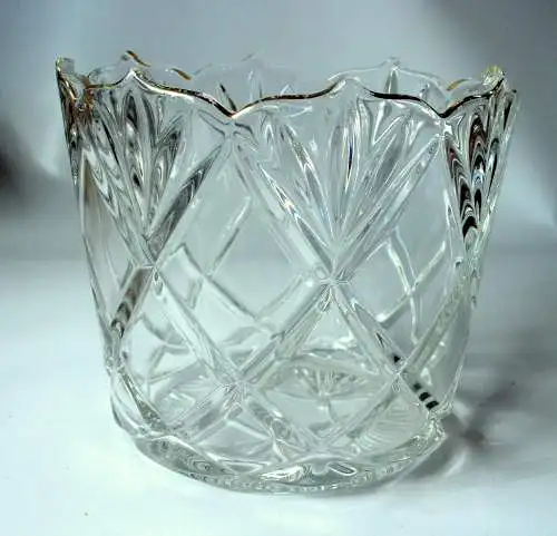1930s Hochwertiger Sektkühler Eiswürfelbehälter Eiskübel - schwerer Eiseimer aus Bleikristallglas 