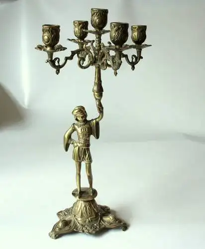 1930s Art Deco schwerer Messing Kerzenleuchter 5 Arme - Kandelaber 