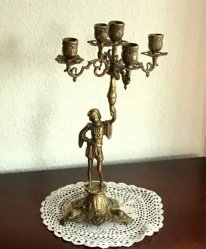 1930s Art Deco schwerer Messing Kerzenleuchter 5 Arme - Kandelaber 