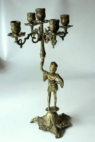 1930s Art Deco schwerer Messing Kerzenleuchter 5 Arme - Kandelaber 