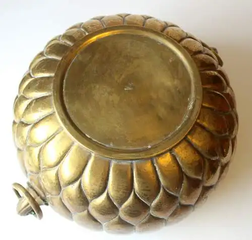 Antiker Messing Bowletopf Jugendstil ca. 1900 - Böhme und Hennen Kunstgewerbe, Dresden - mit Original-Glaseinsatz - absolute Rarität - Sammlerstück