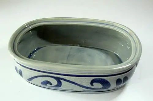 Toller Matjes-Topf, Heringstopf, Fischtopf aus blauem Steingut mit Deckel - Vintage aus den 70ern