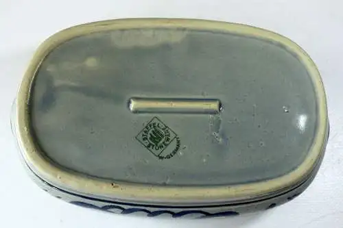 Toller Matjes-Topf, Heringstopf, Fischtopf aus blauem Steingut mit Deckel - Vintage aus den 70ern