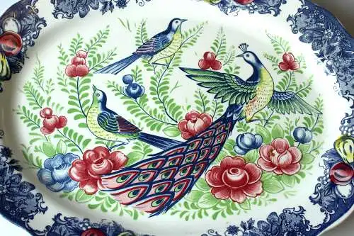 Seltene große Servierplatte/Anbietplatte/Servierteller Keramik - made in Japan - MZ China - gemarkt - Vintage 