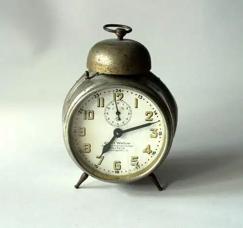 1920s  Junghans Antiker Wecker Metallgehäuse voll funktionsfähig mechanische Tischuhr - analog - Sammlerstück