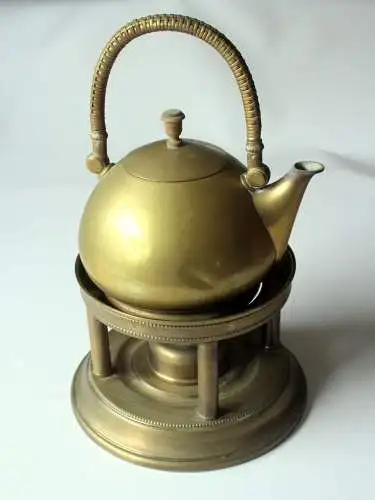 1920s Antiker Messing Rechaud mit Teekanne