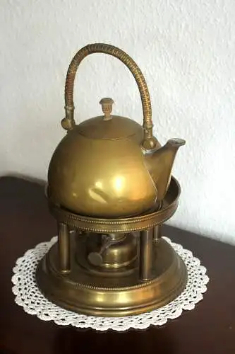 1920s Antiker Messing Rechaud mit Teekanne
