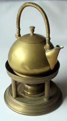 1920s Antiker Messing Rechaud mit Teekanne