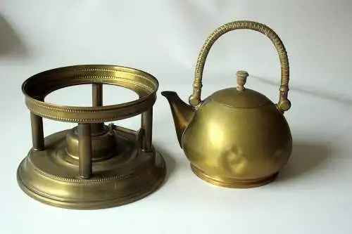 1920s Antiker Messing Rechaud mit Teekanne