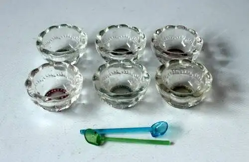 6 antike Salieren/Gewürzspender aus  Glas aus den 1920ern