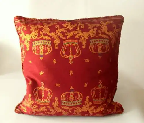 Prächtiges Apelt Sofakissen Brokat dunkelrot orangegold Zierkissen 50 x 50 cm