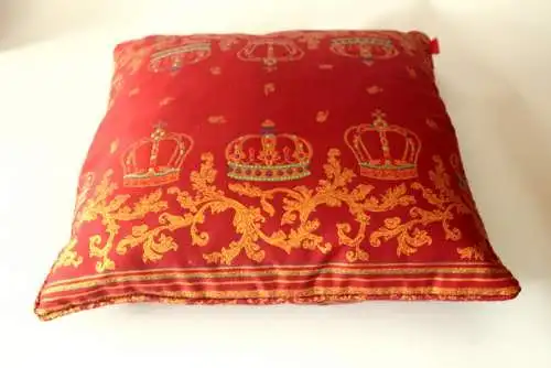 Prächtiges Apelt Sofakissen Brokat dunkelrot orangegold Zierkissen 50 x 50 cm